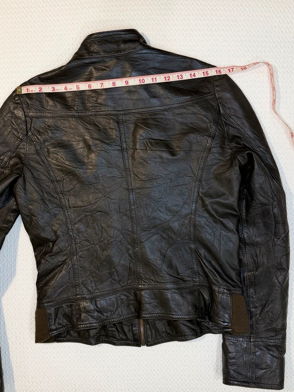 Women's Vintage Fiocchi Chocolate Brown Leather Zip-Front Jacket Italian Size 46 - Picture 10 of 15